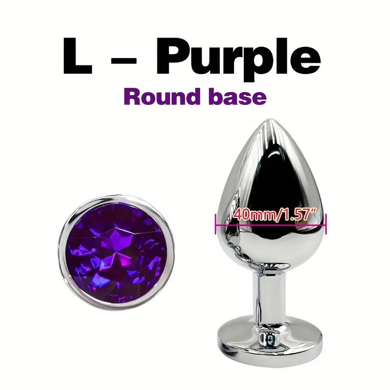 BDSM Metal Anal Plug With Gem Base For Beginner To Expert G-spot