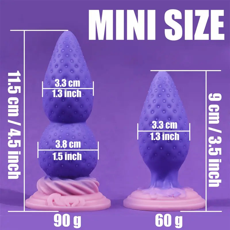 Super Soft Strawberry-Shaped Liquid Silicone Double Size Anal Plug