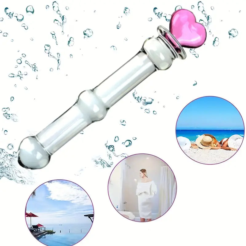 Glass Double-Ended Dildo G-Spot Stimulation Butt Plug Pleasure Wand