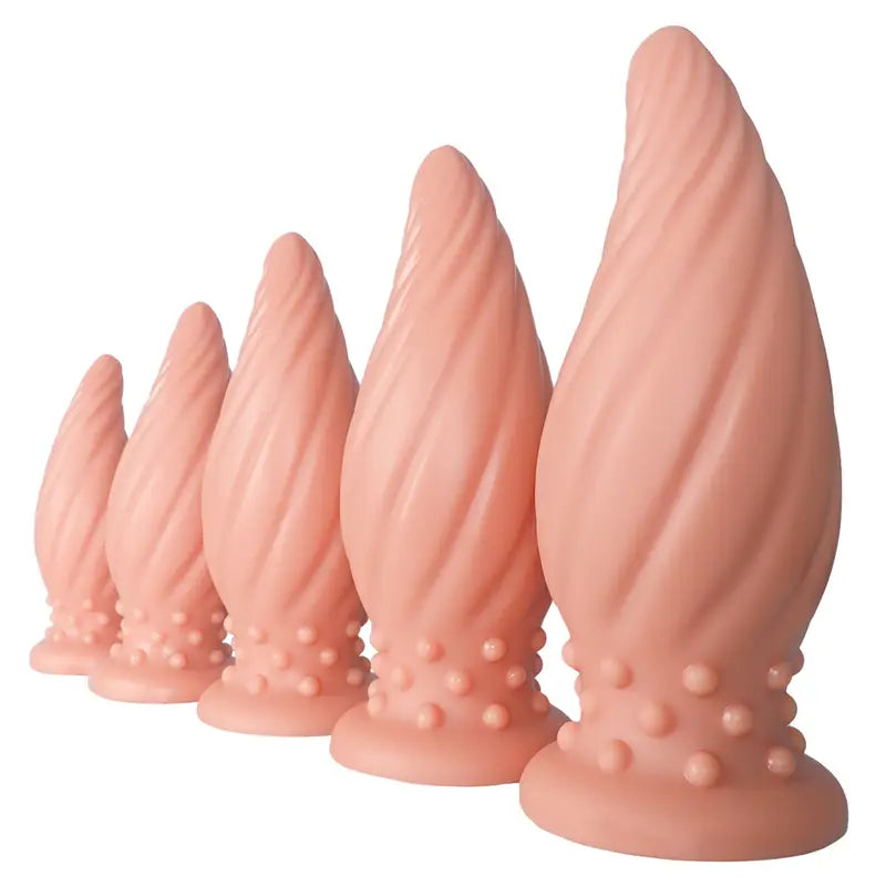 New Apricot-Colored Special Spiral Cone Anal Plug Novel Anal Toy