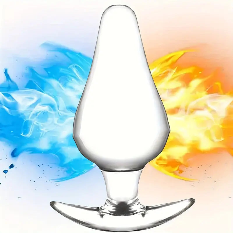 Crystal Glass Anal Plug Curved Base & Tapered Tip SM Anal Sex Trainer