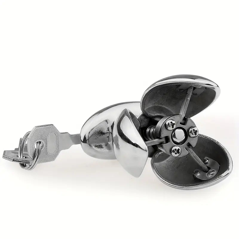 New Metal Butt Anal Chastity Lock Open Close Butt Plug For Women SM