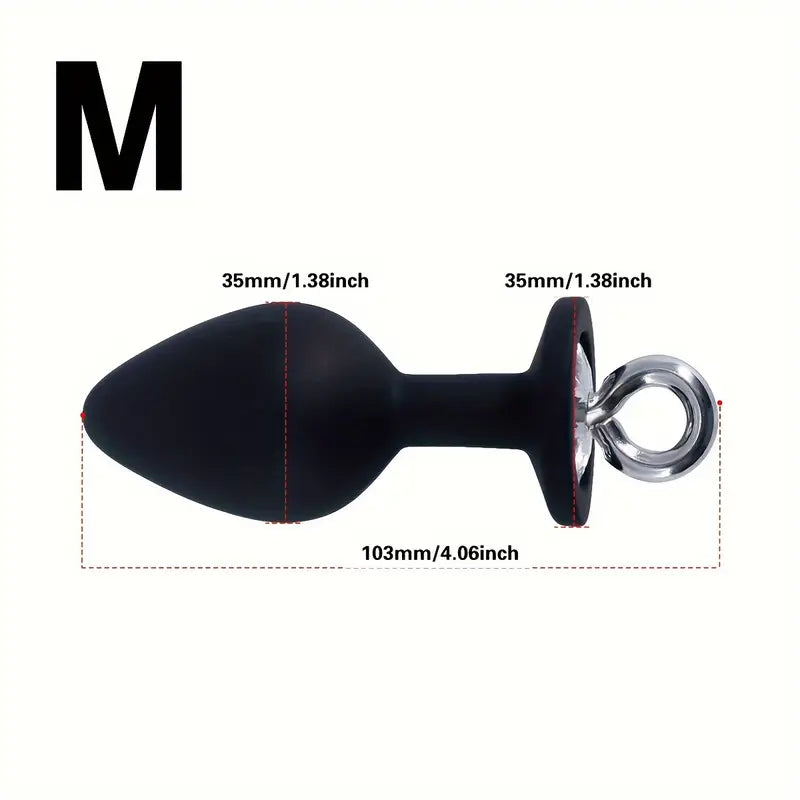 Pull Ring Silicone Anal Plug For G-point Massage Gem Base Butt Plug