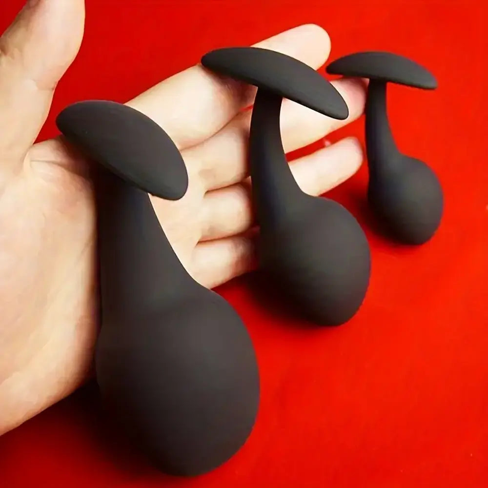 Silicone Anal Dilator Black Butt Plug Tadpole Shaped Anchor Sex Toy