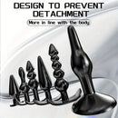 6pcs TPE Butt Beads Plug Set Silicone Anus Toys With Curved Base