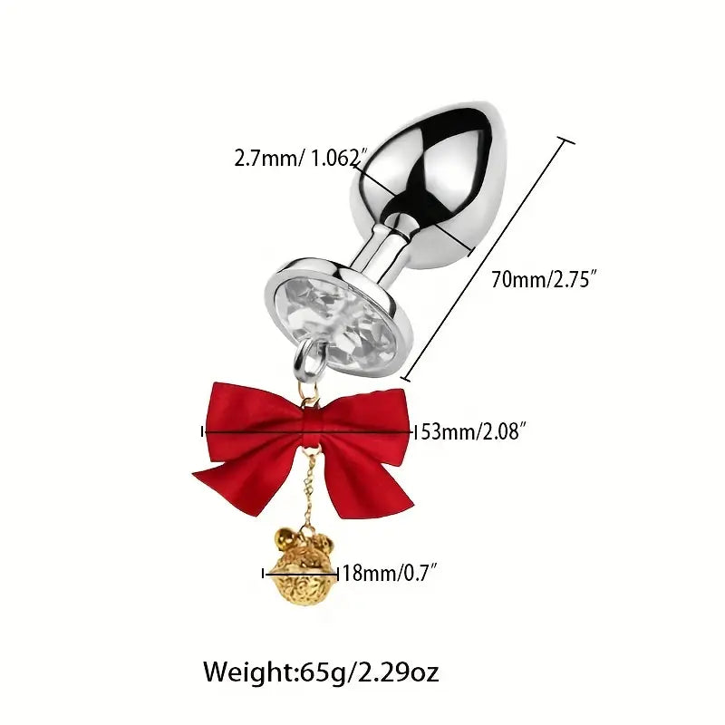 SM Adult Sex Metal Anal Plug With Bow Wind Chime Accessories