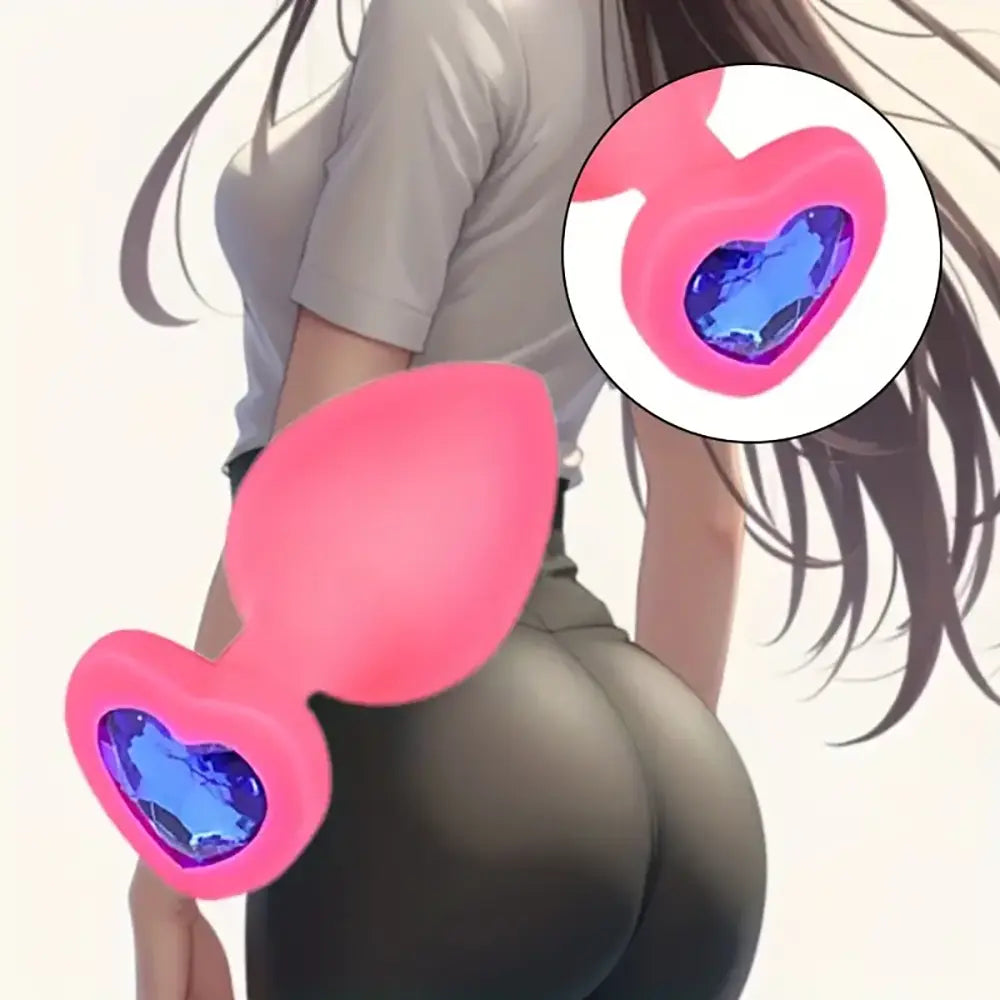 Heart 3 Sizes Stainless Steel Crystal Anal Plug Removable Butt Plug