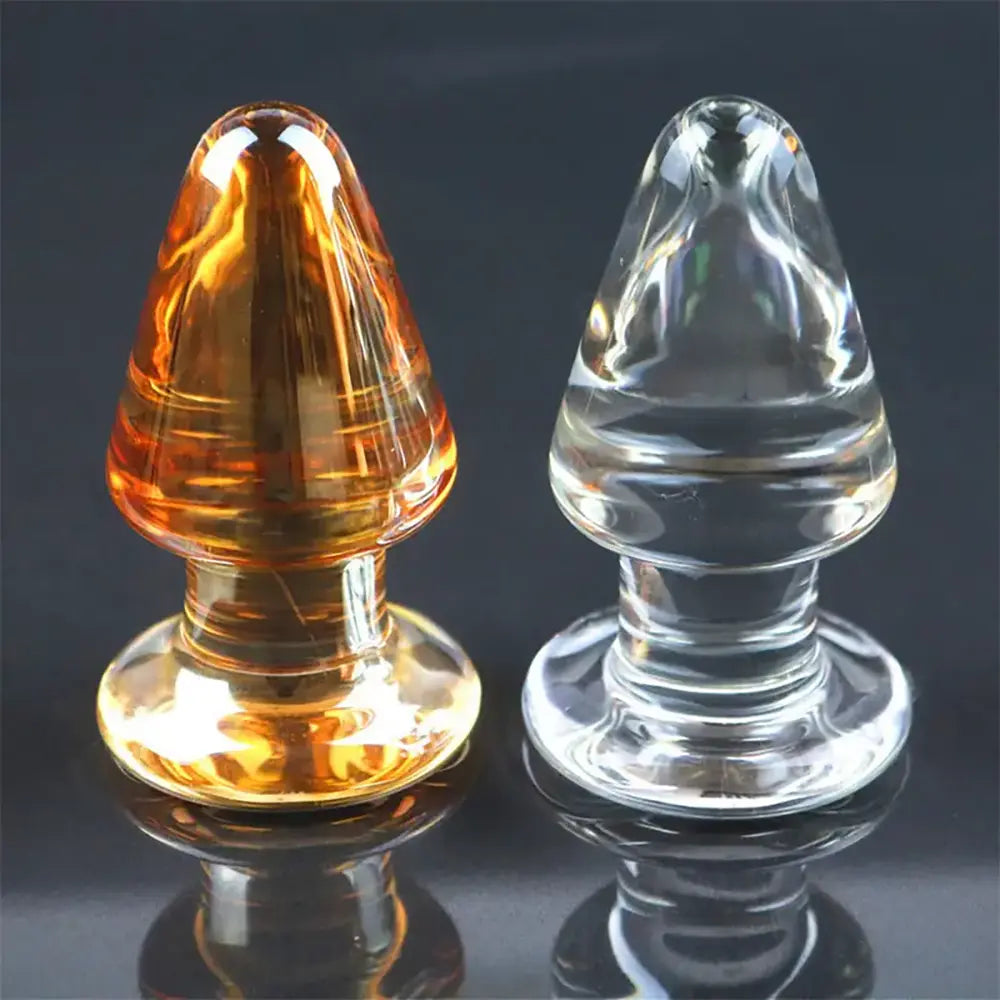 Elegant Amber Glass Anal Plug G-Spot Stimulation Smooth Finish Toy