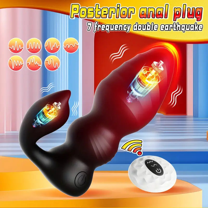 Dual Vibration Motor 7 Frequency Double Earthquake Anal Butt Plug