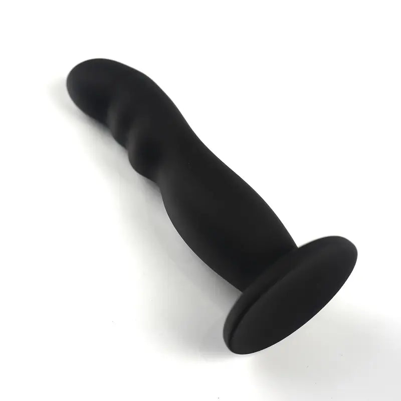 Powerful Suction Cup Anal Beads Flexible Black Silicone Pleasure Anal Plug
