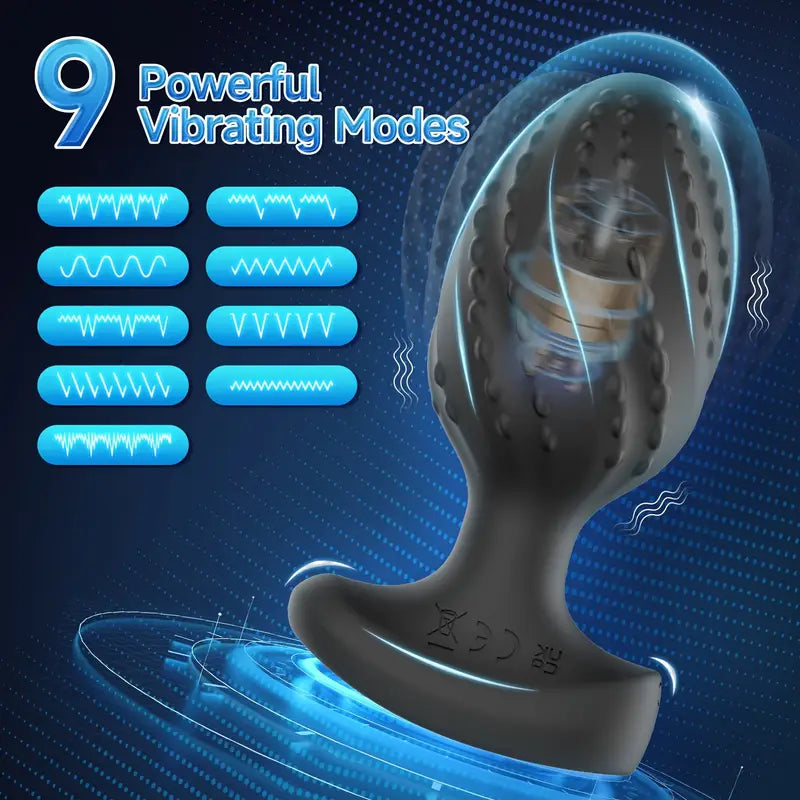 Silicone Anal Toy Butt Plug Training Kit With 9 Frequency Vibrating Anal Plug