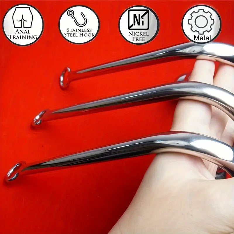 BDSM Anal Hook & Beads Set With Faux Leather Collar Handcuffs Butt Plug