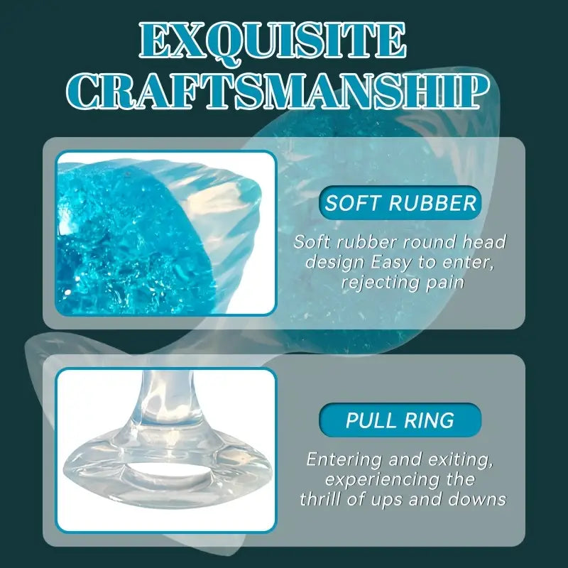 Textured Liquid Silicone Crystal Heart-Shaped Blue Passion Play Intimate Toy