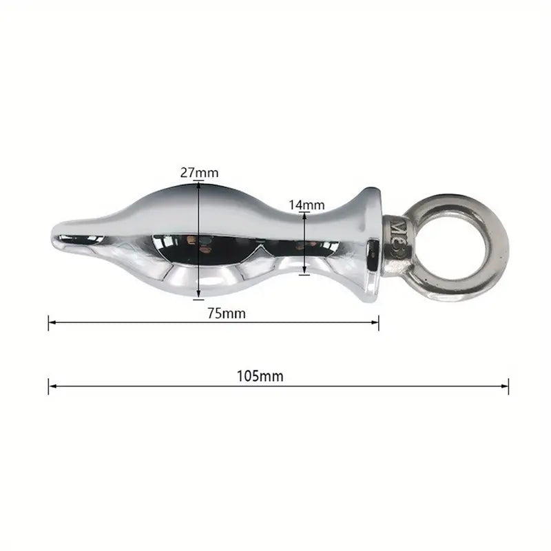 Unisex Metal Butt Plug With Traction Rope Adult Toy For Bedroom Orgasm