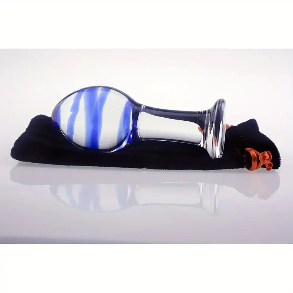 4.13inch Blue Glass Crystal Ball Plug Stimulator Butt Pleasure Wand