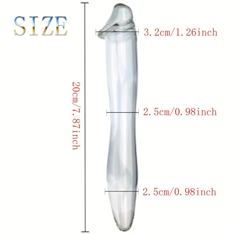 7.87in Double-Ended Anal Plug Dildo Crystal Glass Pleasure Wand Dildo