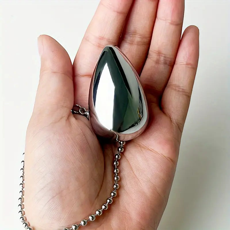 Heavy Duty Metal Teardrop Butt Plug With Chain Solid Anal Toy Couples