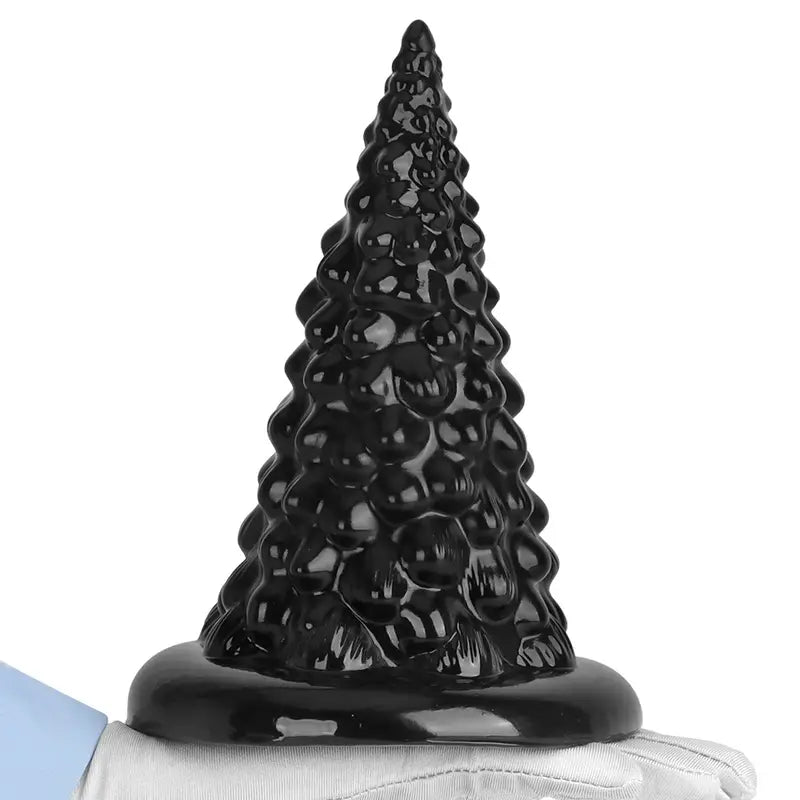 Black PVC Christmas Tree Cone Anodized Anal Plug For Adults