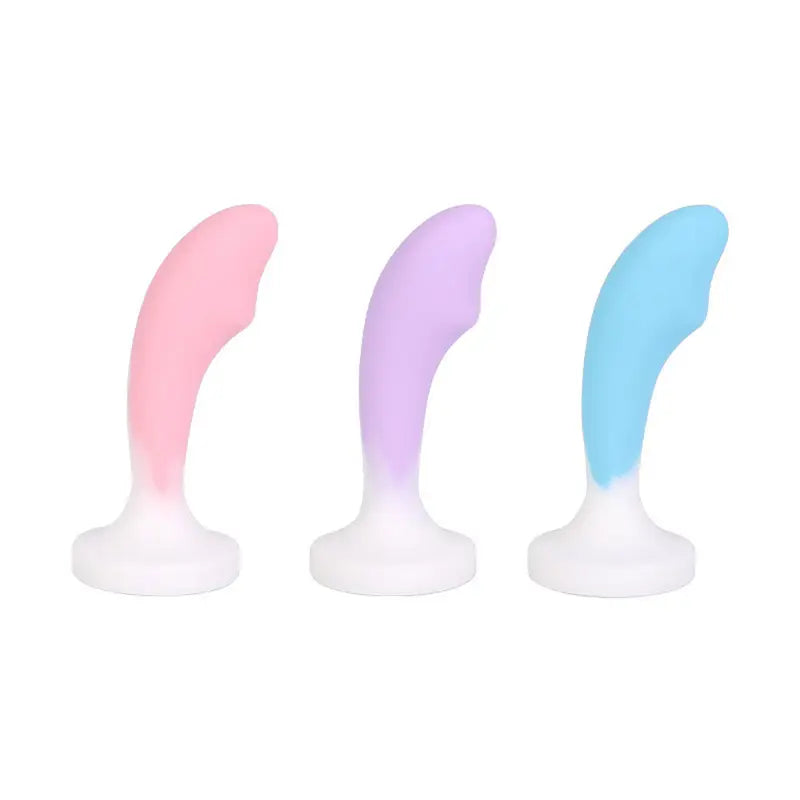3 Colors Small Smooth Silicone Anal Plug With Gem Base For Beginners