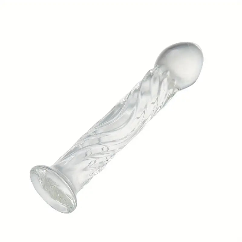 Elegant Transparent Crystal Dildo Glass Anal Plug Spiral Design Adult Toy