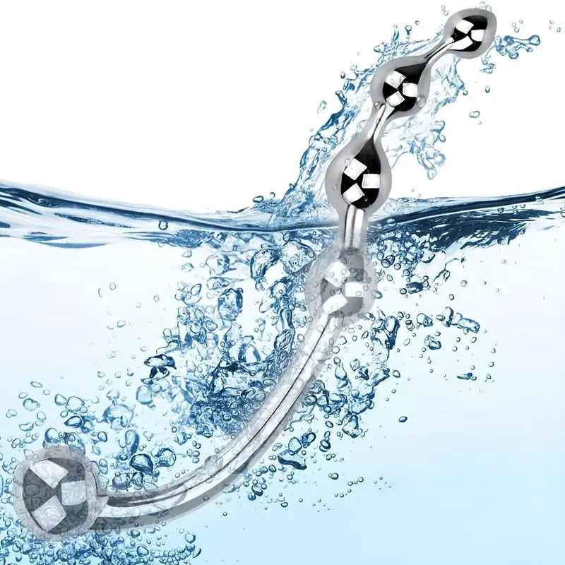 S-Shaped Gradient Bead Design Metal Butt Plug Waterproof Anal Hook