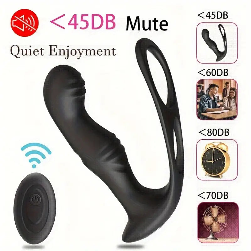 Remote Anal Vibrator 10 Speeds Delay Ejaculation Cock Ring Anus Plug