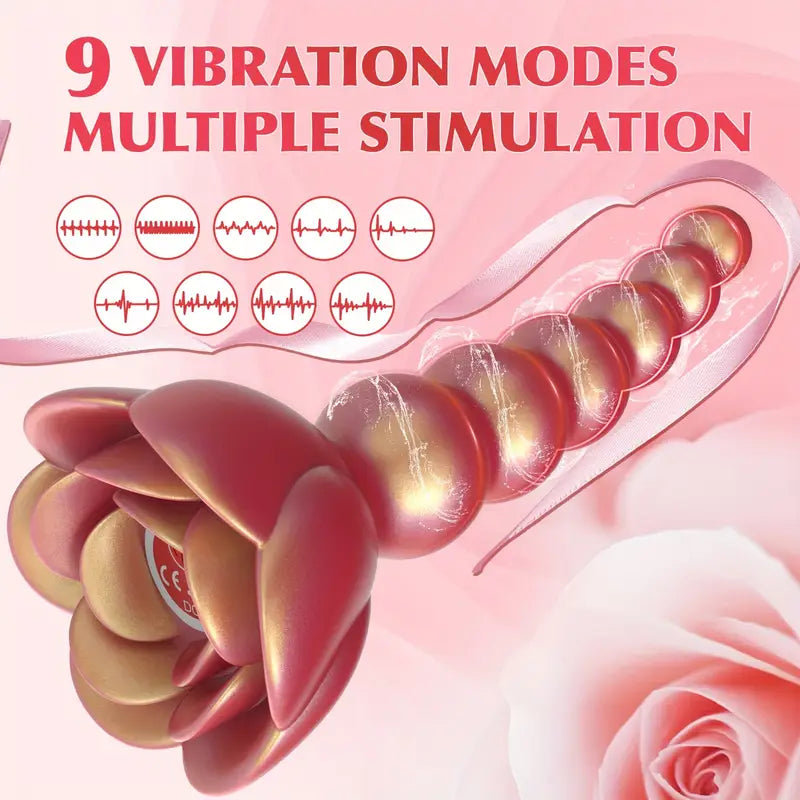 Rose Sex Toy Anal Beads Vibrating Butt Plug Anal Vibrator Prostate Massager