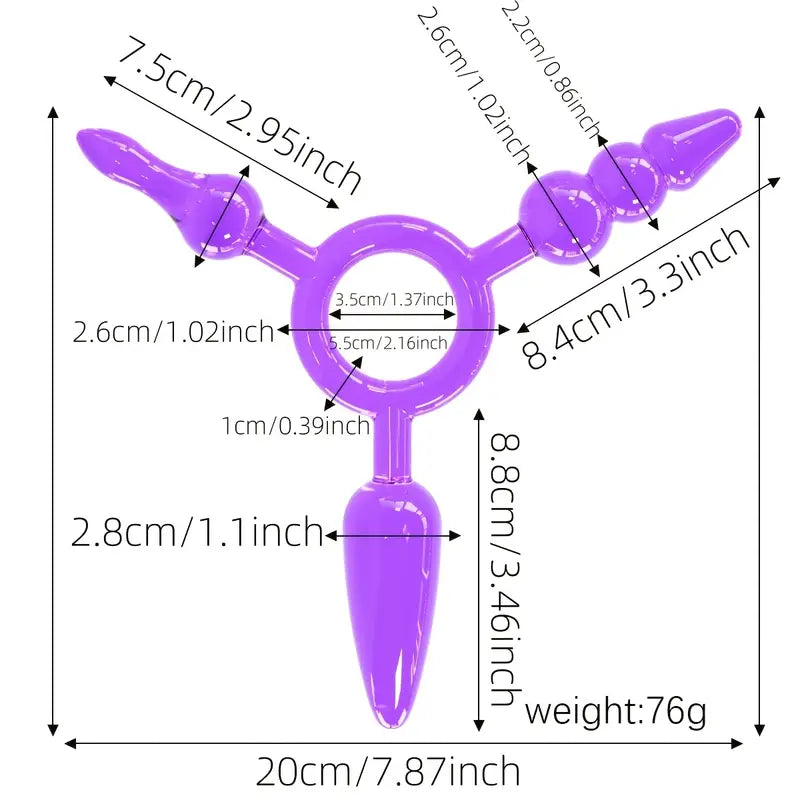 Vibrant Three-headed Anal Beads Butt Plugs For Expanding Anal Sex Toy