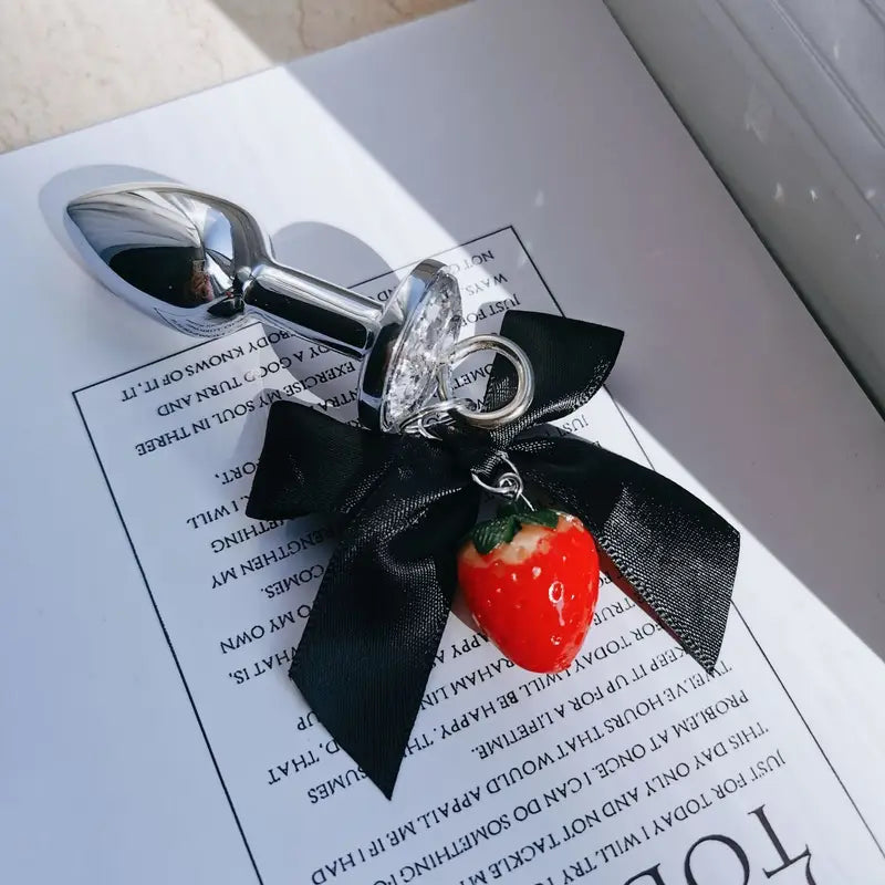 Strawberry Series Female Butt Anal Plug With Bell Anal Sex Toy