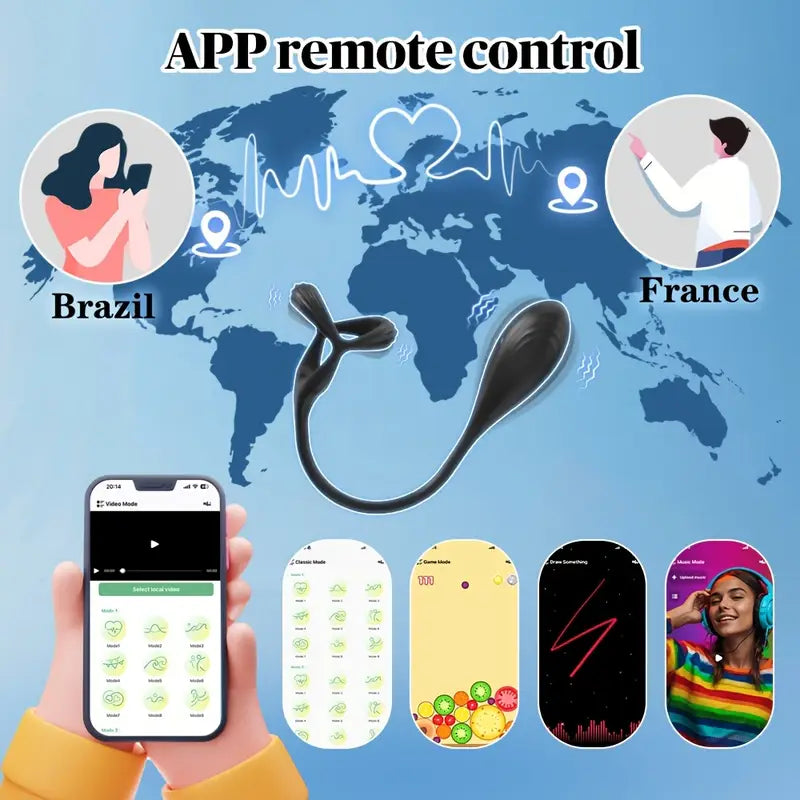 3in1 9 Vibration Butt Plug Cock Penis Ring APP Remote Control Adult Toy