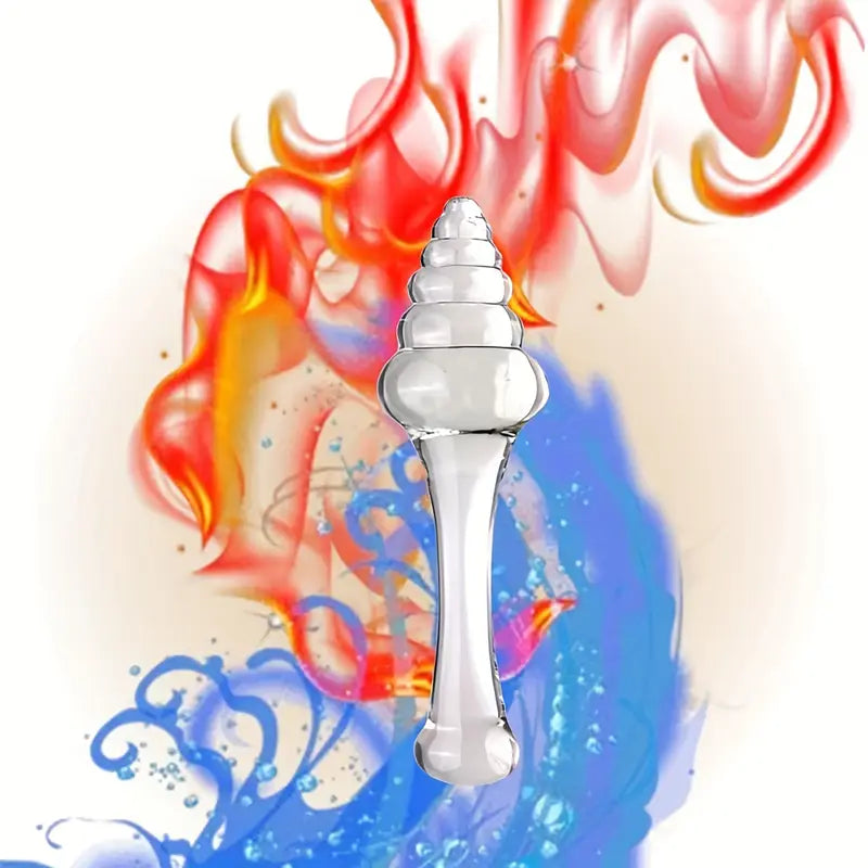 7.68in Crystal Glass Wand Dildo Penis Threaded Glass Fairy Wand Anal Beads