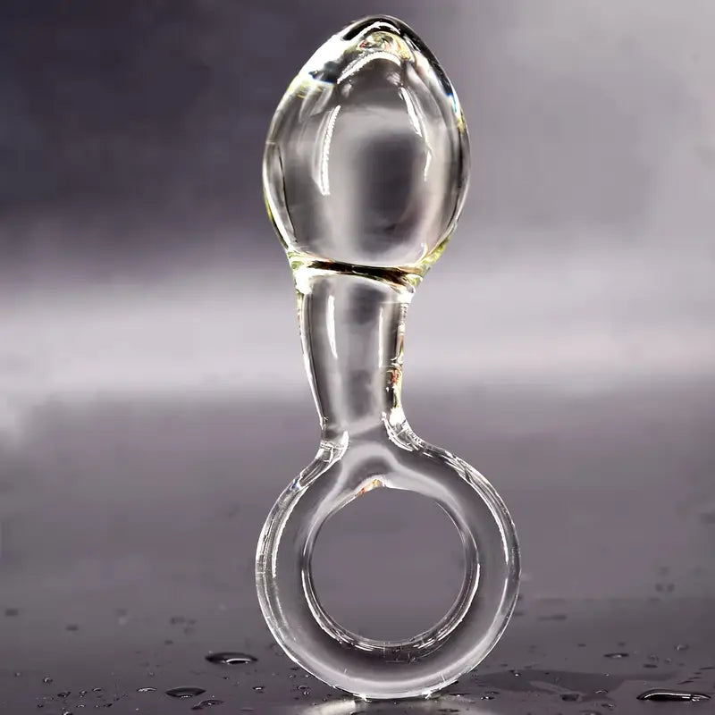 Glass Butt Plug Pull Loop Prostate Massager Anal Dilator With Long Neck