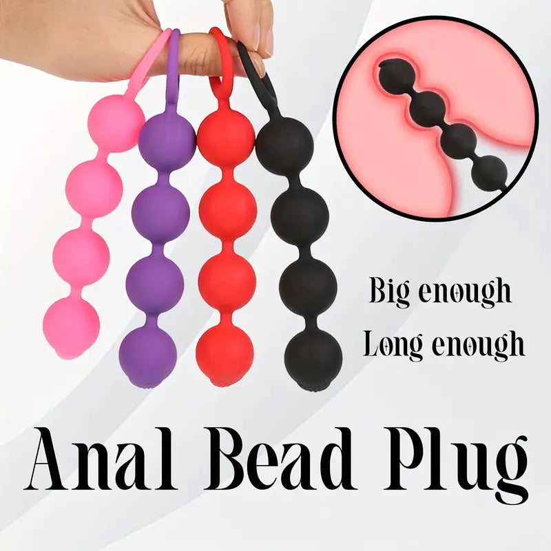 4 Beads Silicone Anal Plug With Pull Tab Anal Beads Anal Expander