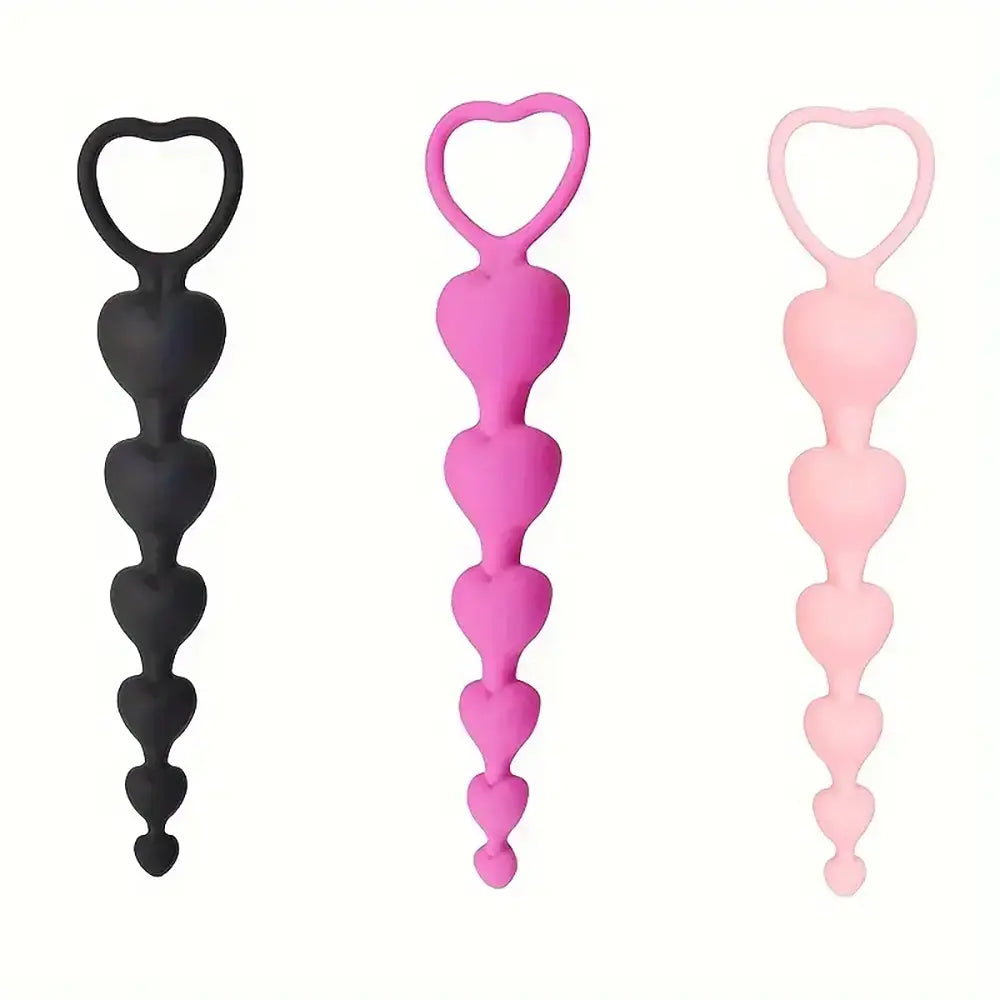 Mini Heart Shaped Anal Plug Vaginal Pull Beads Silicone Soft Butt Plug