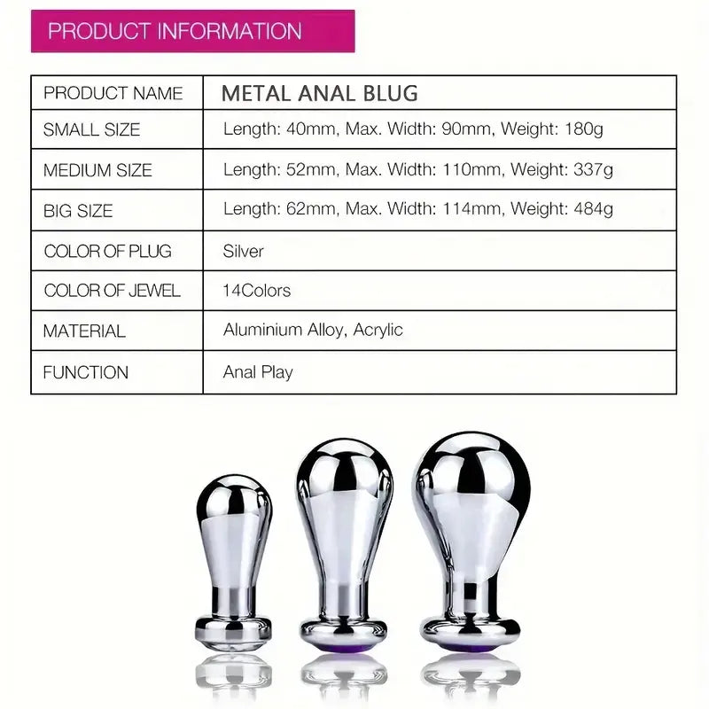 Stainless Steel Big Anal Plug Bulb Shape Jewelry Butt Plug Trainer Set
