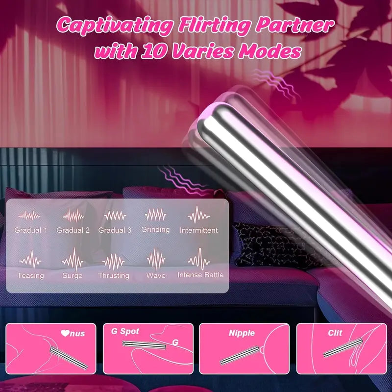 Necklace Stainless Steel Vibrating Butt Plug Long Metal Anal Trainer Vibrator