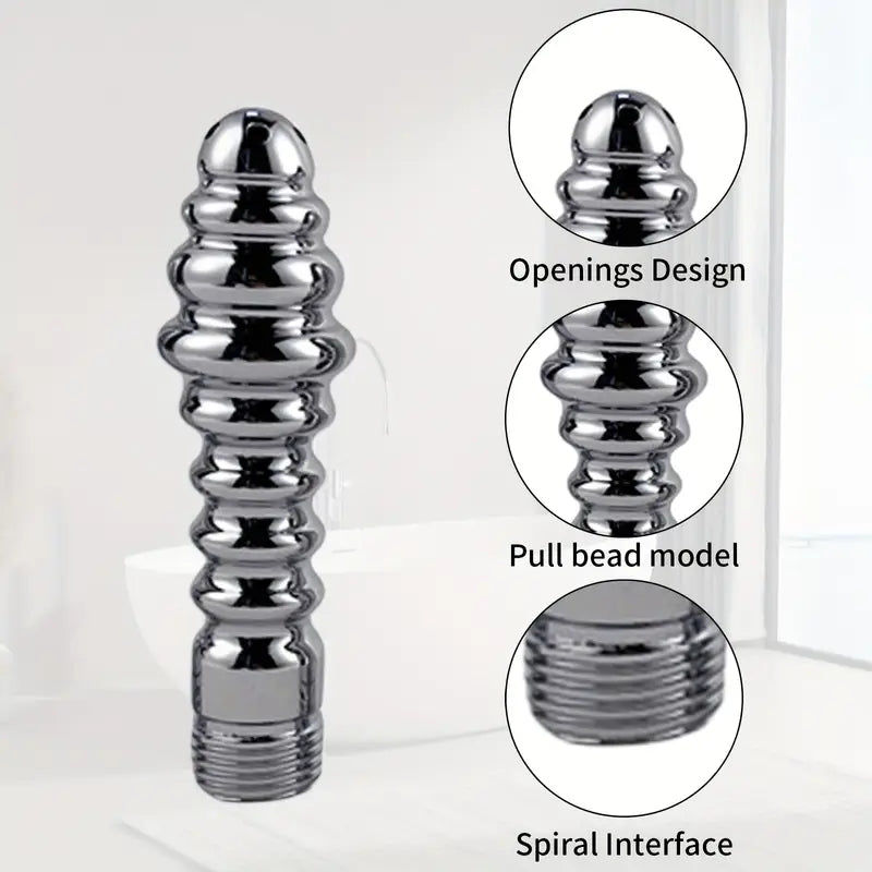 Female Shower Enema Tube Kit Aluminum Nozzle With Holder Cleaning Brush