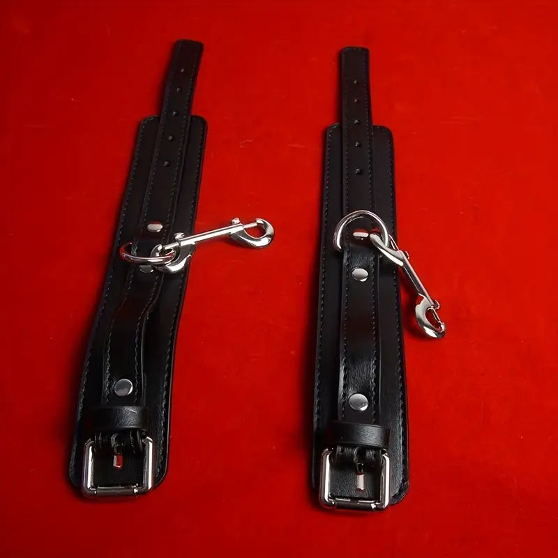 BDSM Anal Hook & Beads Set With Faux Leather Collar Handcuffs Butt Plug