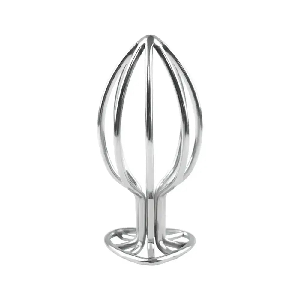 Silvery Heart-shaped Cut-out Metal Anal Plug For Anal Expansion