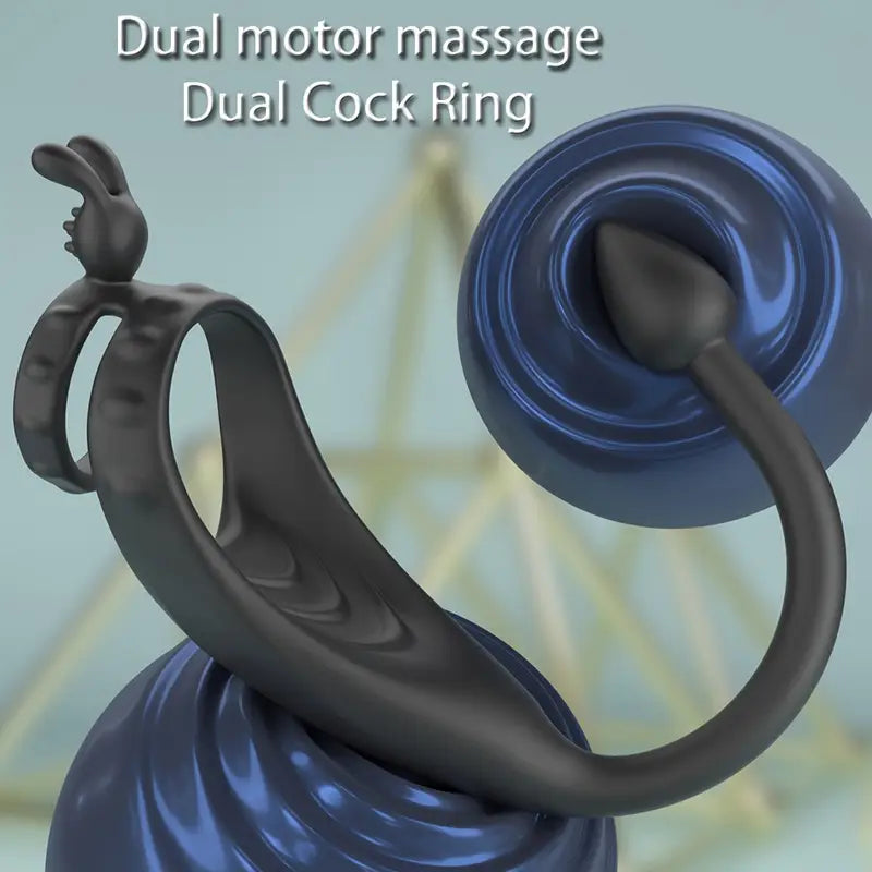 Dual Motor Wellness Vibrating Cock Ring Anal Butt Plug Ring Vibrator