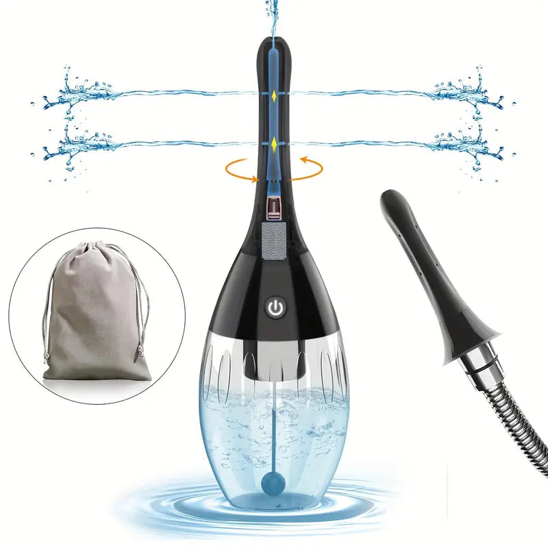 3 Vibrating Speeds 7 Spay Holes Head Enema Cleaner For Anal Sex Toy