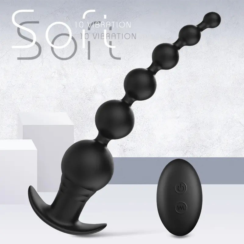 Vibrating Anal Beads Butt Plug Graduated Design Silicone Anal Vibrator