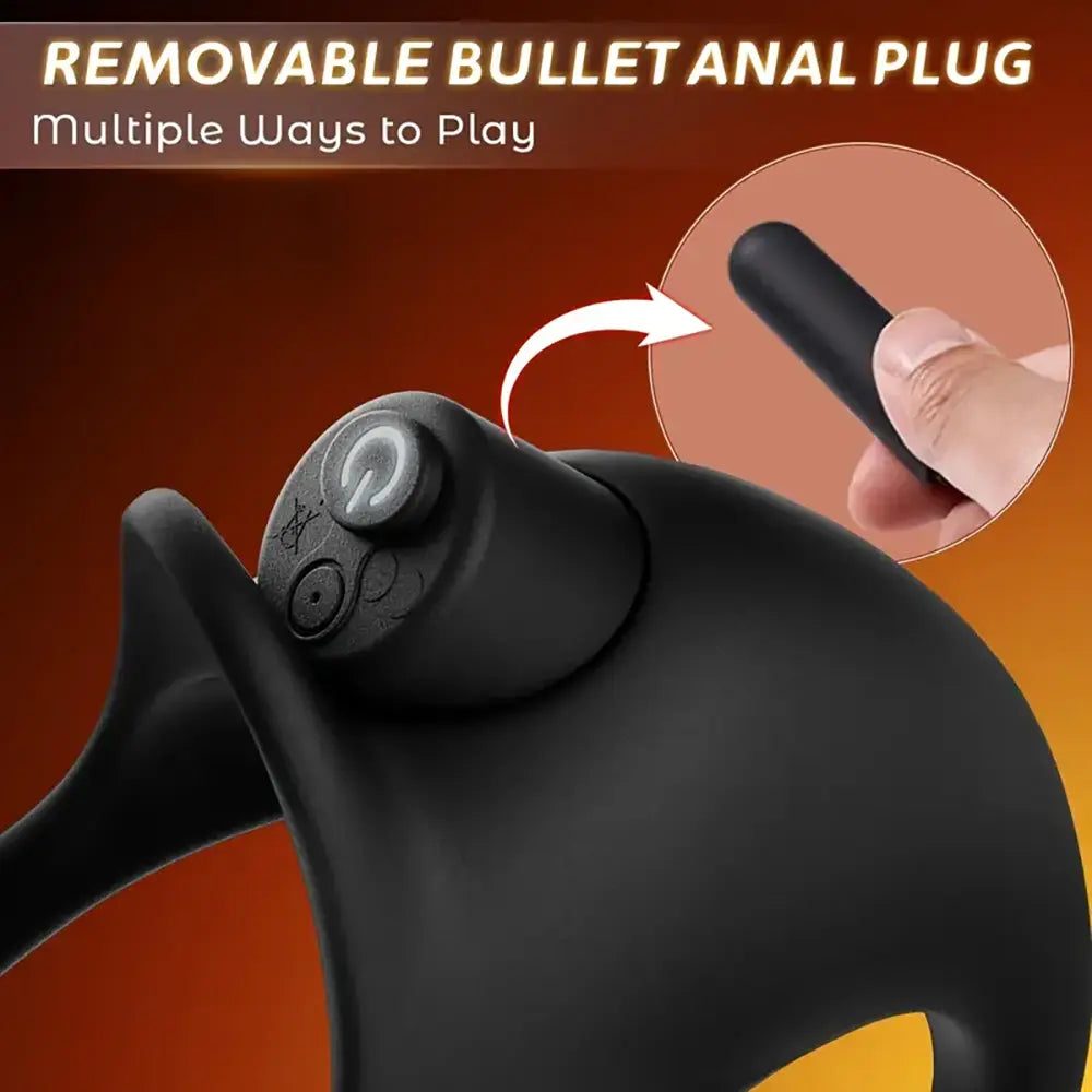 Vibrating Cock Ring Anal Vibrator With Removable Bullet Butt Plug Sex Toy