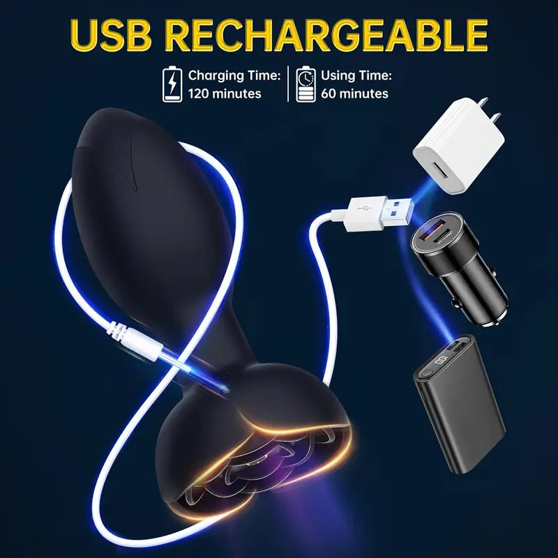 10 Vibrations 10 Rotation Modes Rechargeable G Spot Vibrator Anal Sex Toy