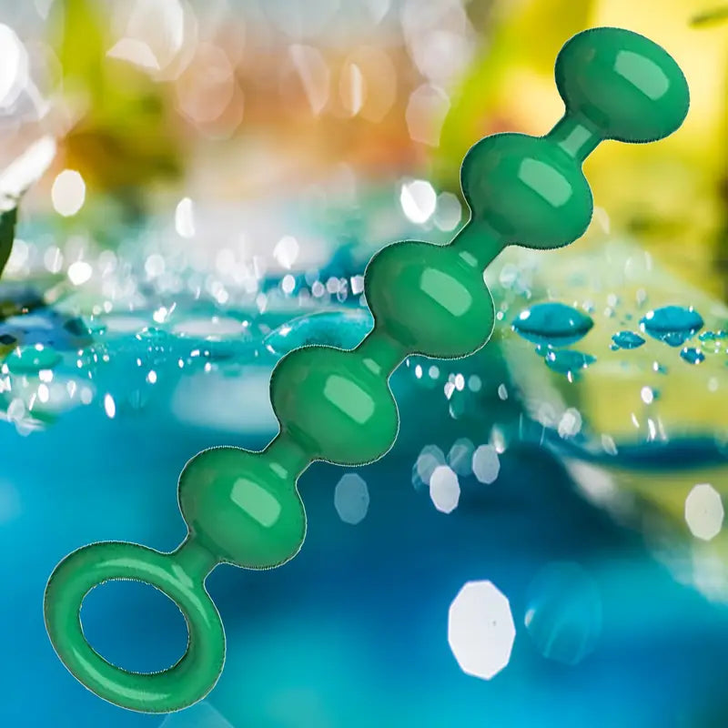 Silicone Anal Bead With 5 Balls Green Butt Plug Anal Sex Toy Pull Ring