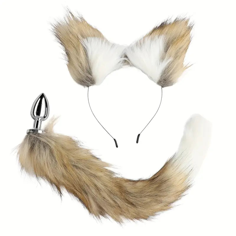 2 Set Sex Fox Tail Plug Butt Plug With Cat Ears For Women Men Beginner 2 Set Sex Fox Tail Plug Butt Plug With Cat Ears For Women Men Beginner