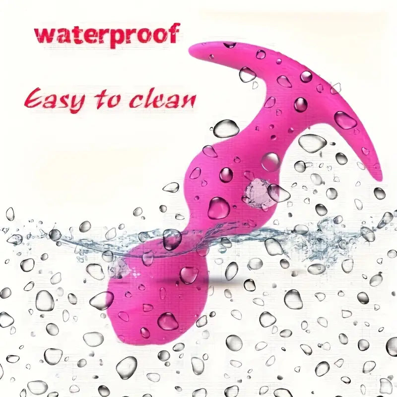 Wearable Pink Silicone Anal Plug With Ball Bearings Prostate Massager