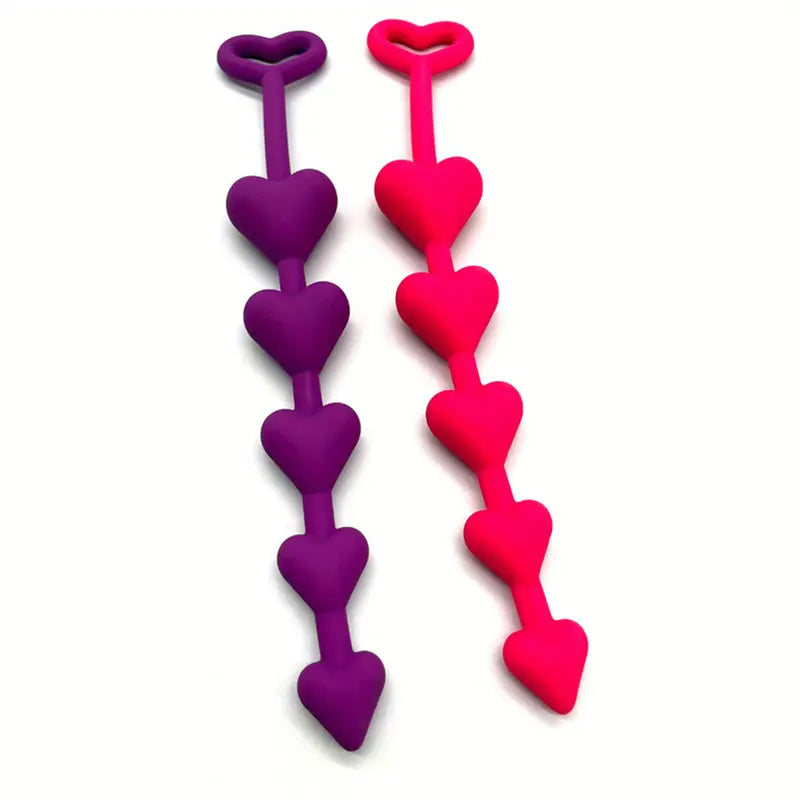 Sexy Silicone Female Harem Heart-Shaped Bead Anal Plug For Sex Orgasm