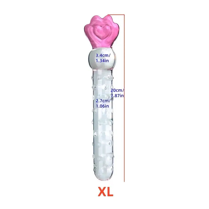 Heart-Shaped Glass Crystal Dildo Anal Plug With Beads Erotic Toy For Men