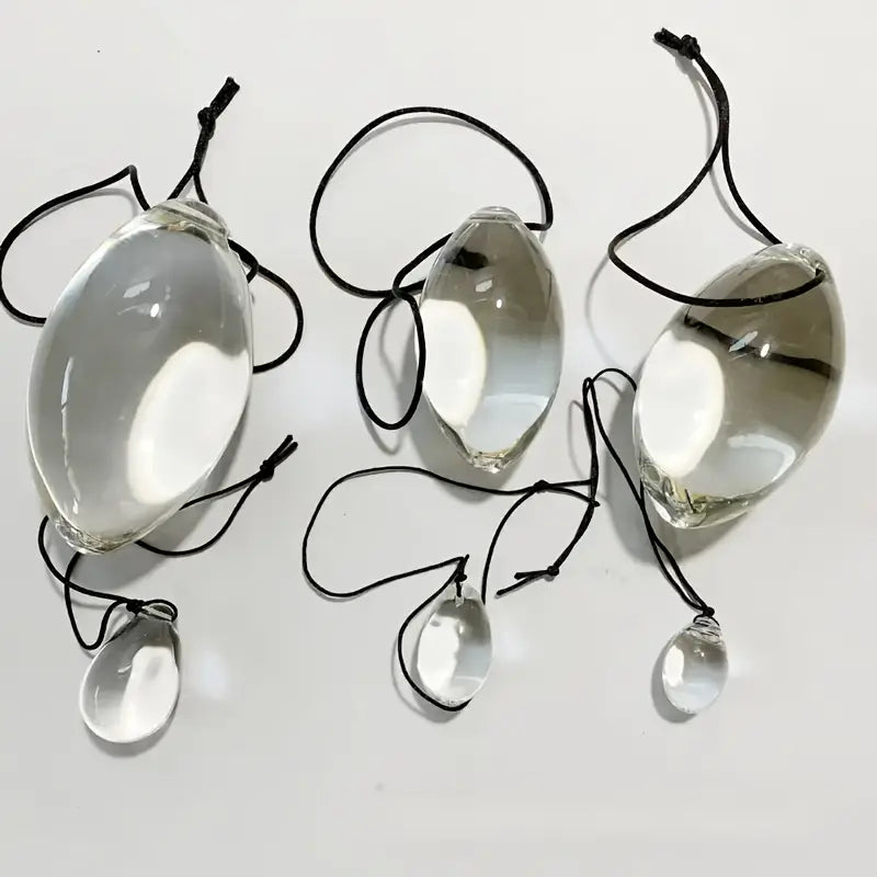 Large Oval Glass Butt Plug With Rope Comfortable Fit For Couples Women